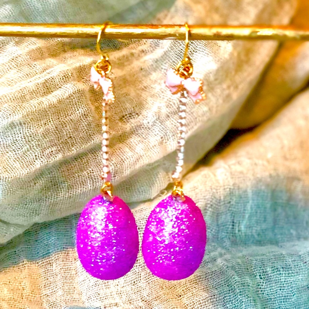 Pink Spring Easter Egg 18k Gold-Plated Earrings